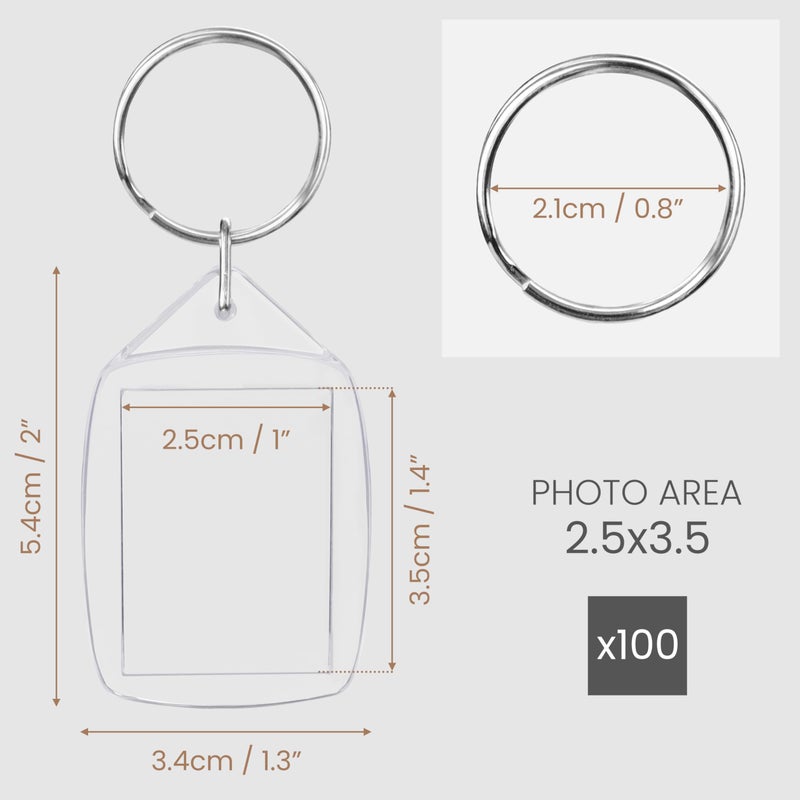 Kurtzy 100pcs Photo Keyring - 45mm X 35mm Photo Keyrings - Blank Keyrings for Photos - Translucent Clear Acrylic Key Rings with Split Ring - Double Sided Keyring Multipack - Image 5